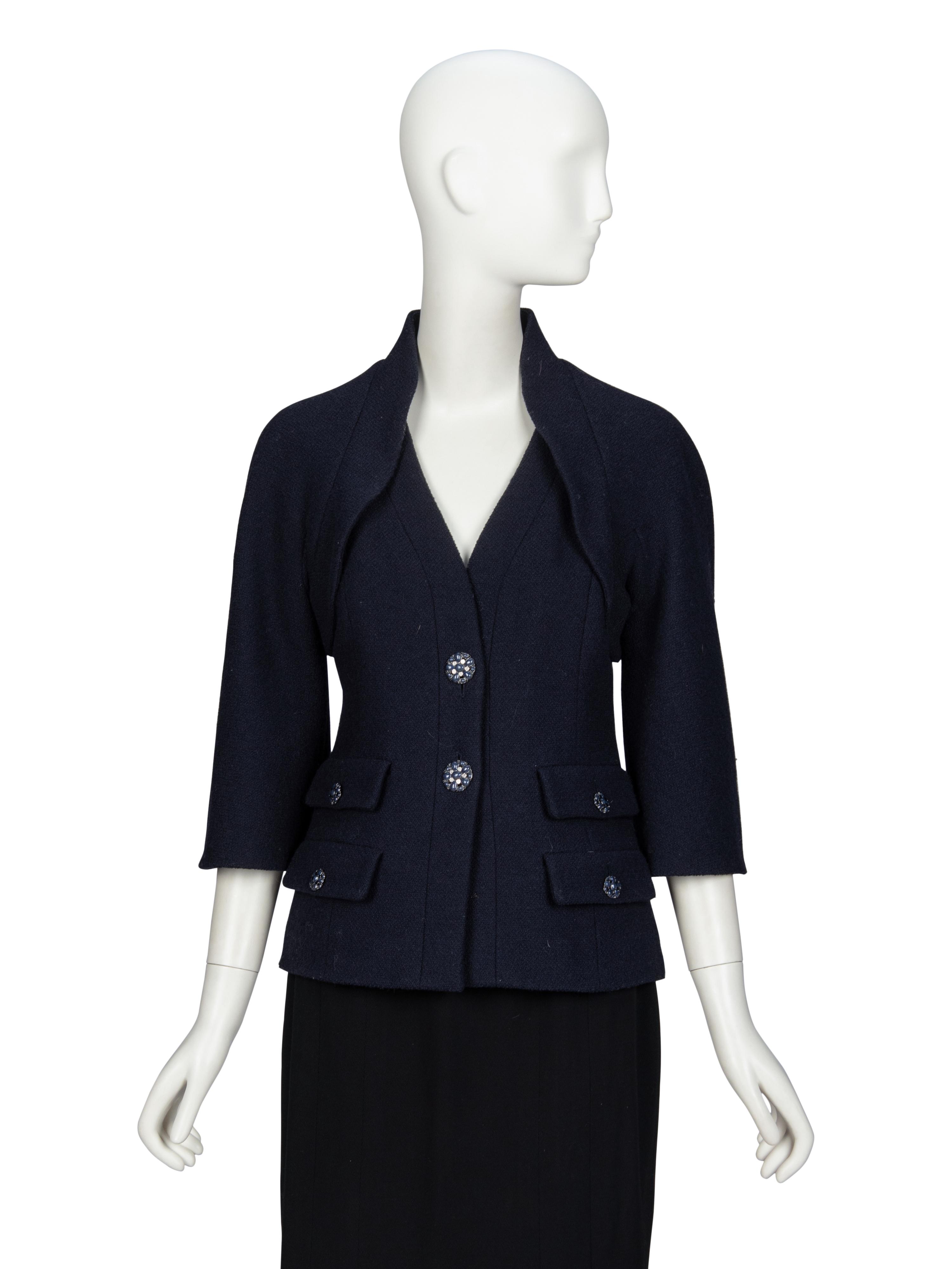 CHANEL, NAVY BOUCLÉ TWEED JACKET