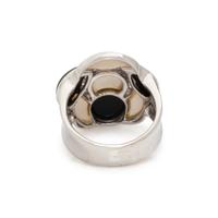 MOTHER-OF-PEARL, ONYX AND DIAMOND RING