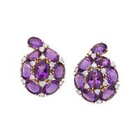 AMETHYST, DIAMOND, AND YELLOW GOLD EARRINGS
