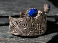 Tufa Cast Silver and Lapis Cuff Bracelet