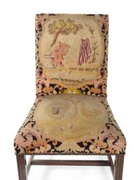 A Pair of George III Style Needlepoint Upholstered Mahogany Library Chairs