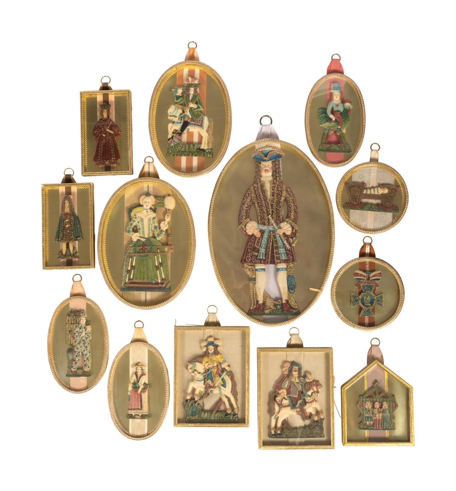 A Collection of Thirteen Continental Wax Relief Medallions