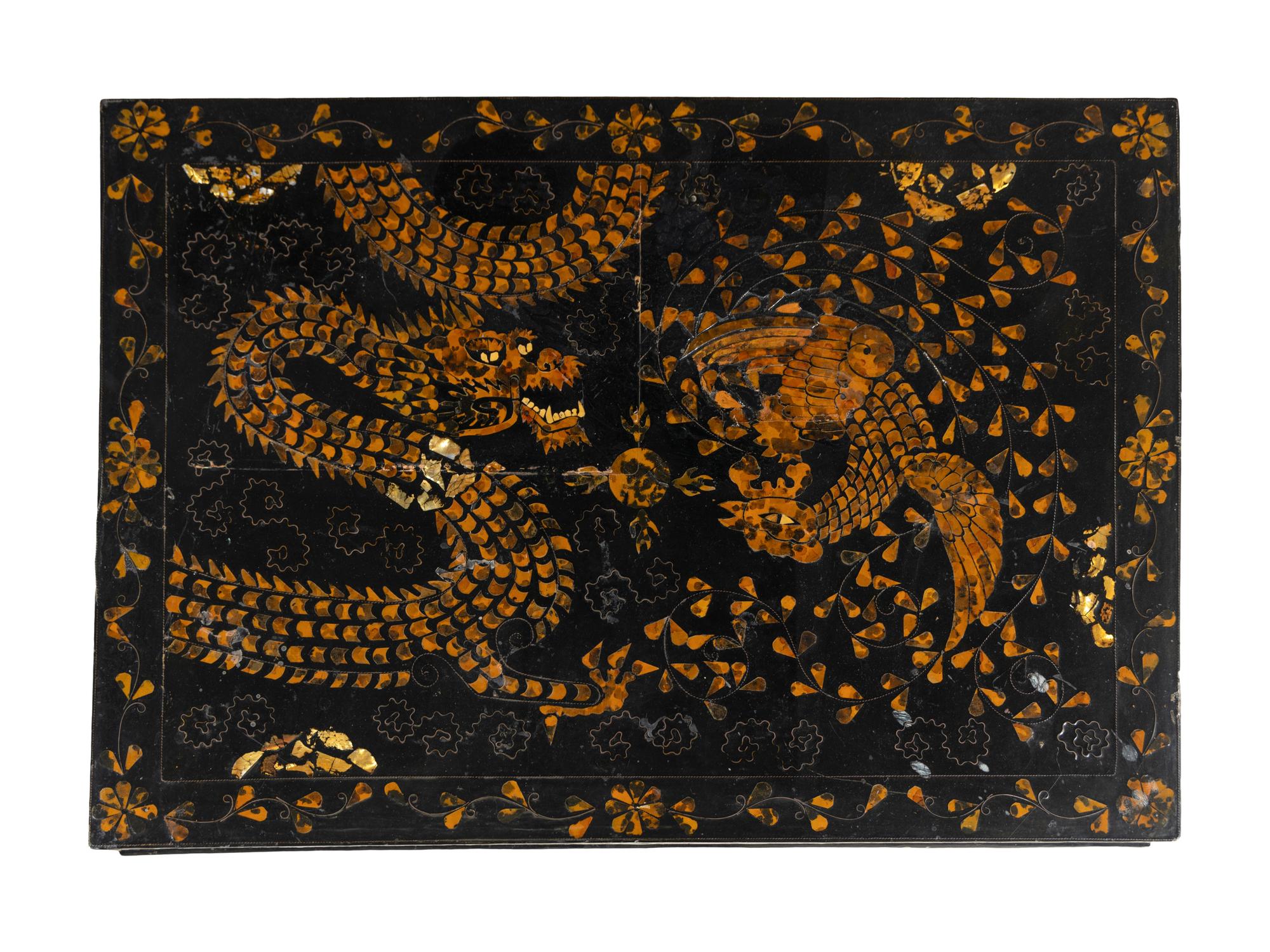 A Korean Inlaid Black Lacquered Low Table