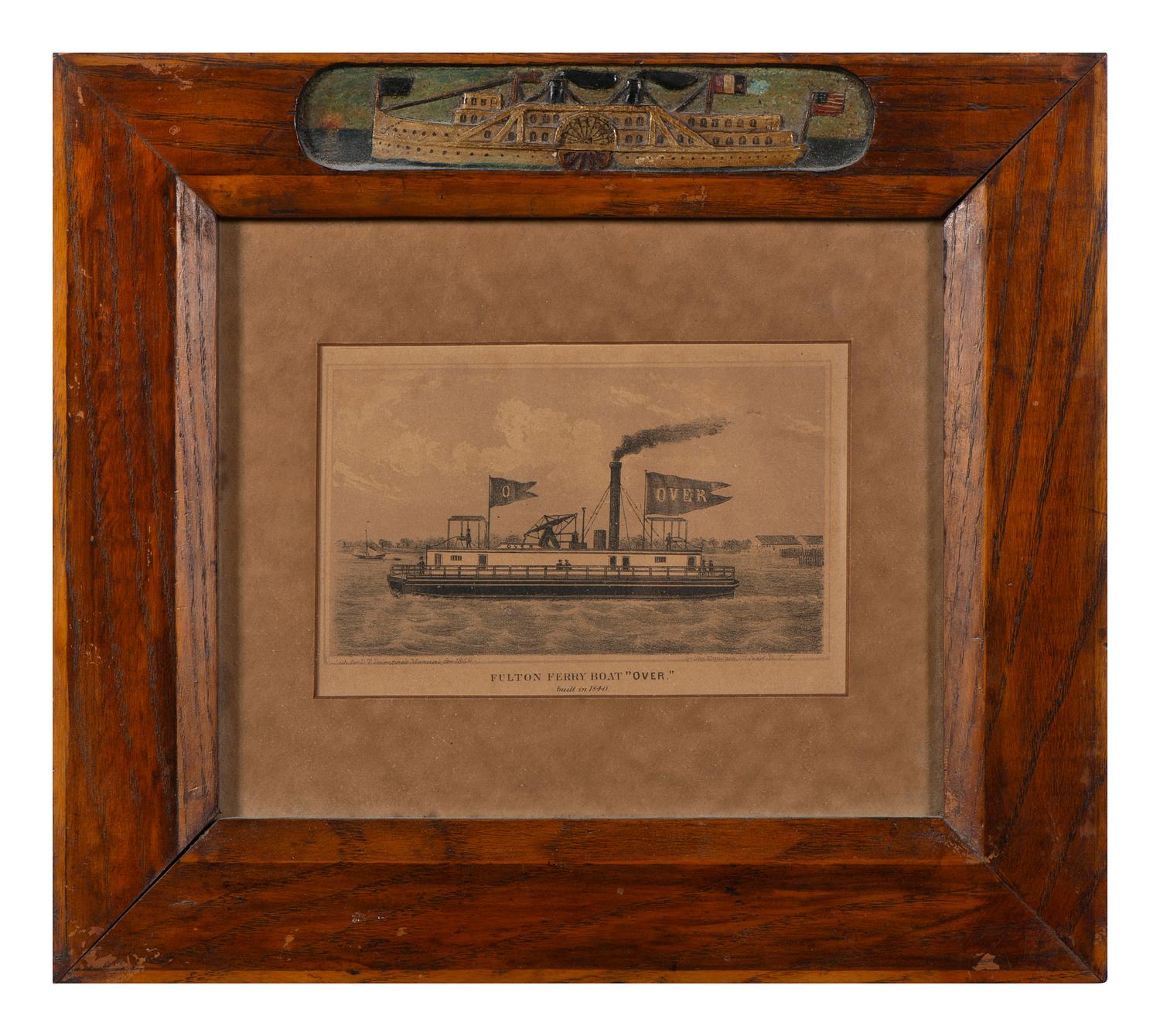 A Folk Art Carved and Painted Wood Frame