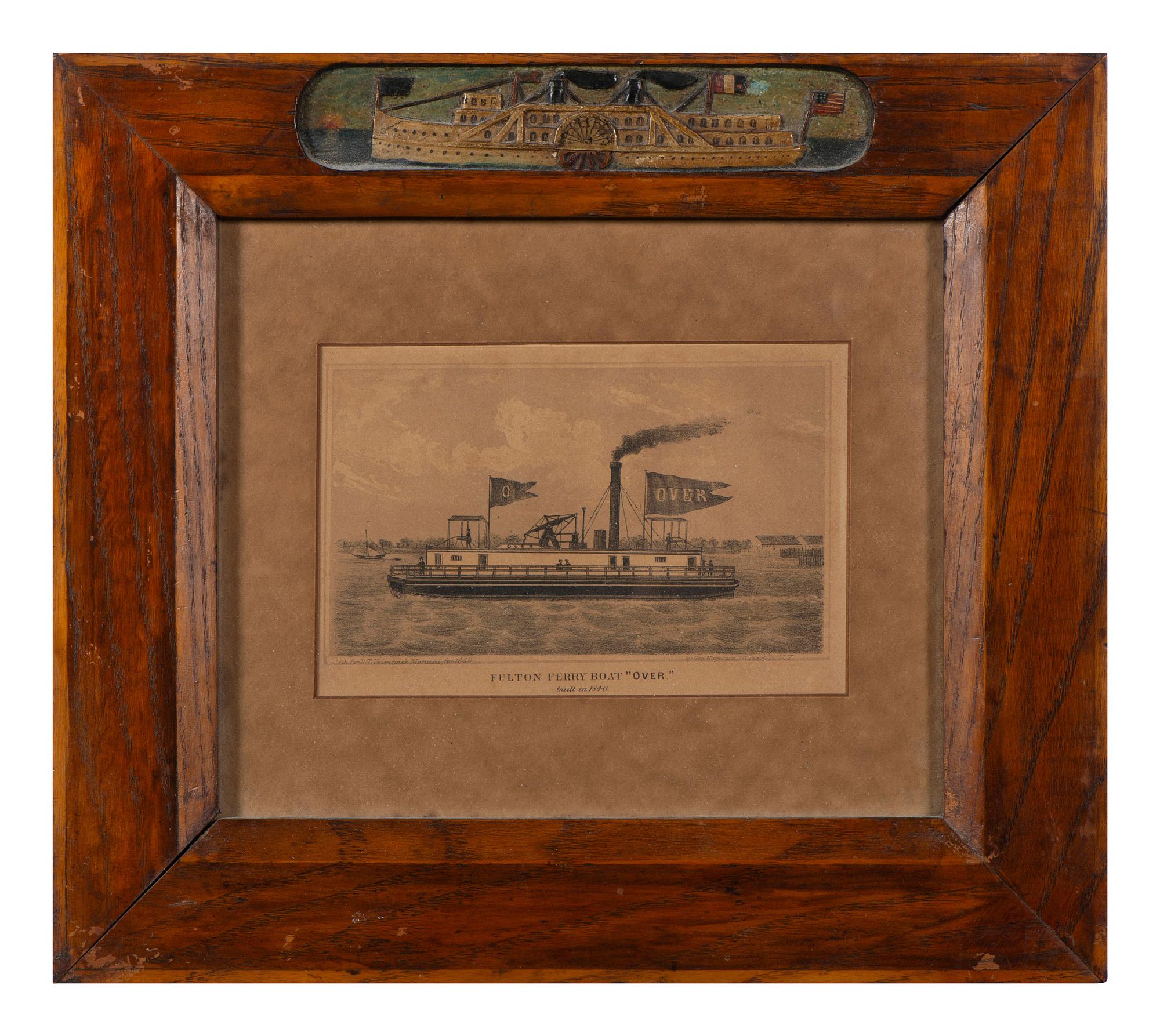A Folk Art Carved and Painted Wood Frame
