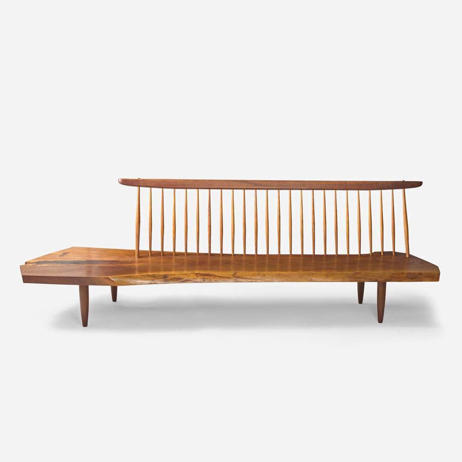 George Nakashima (American, 1905-1990) Fine "Conoid" Bench, New Hope, Pennsylvania, 1968