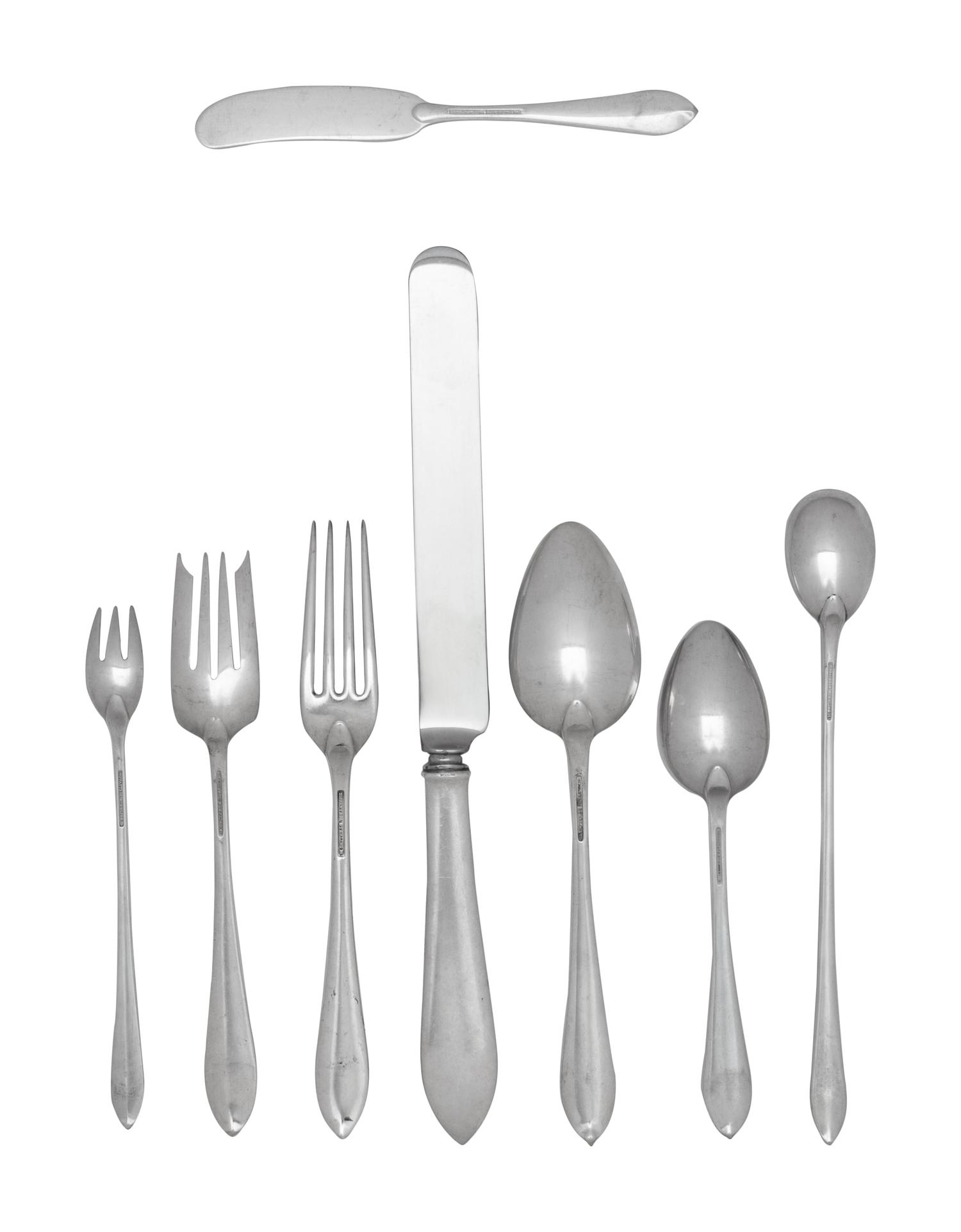 A Tiffany and Co. Faneuil Silver Flatware Set