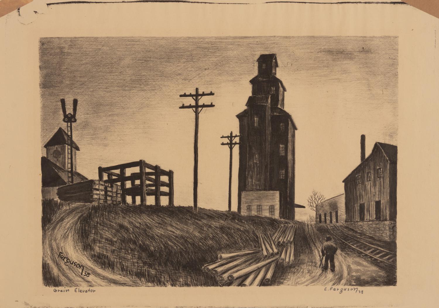 A pair of prints ( After a Storm; Grain Elevator )