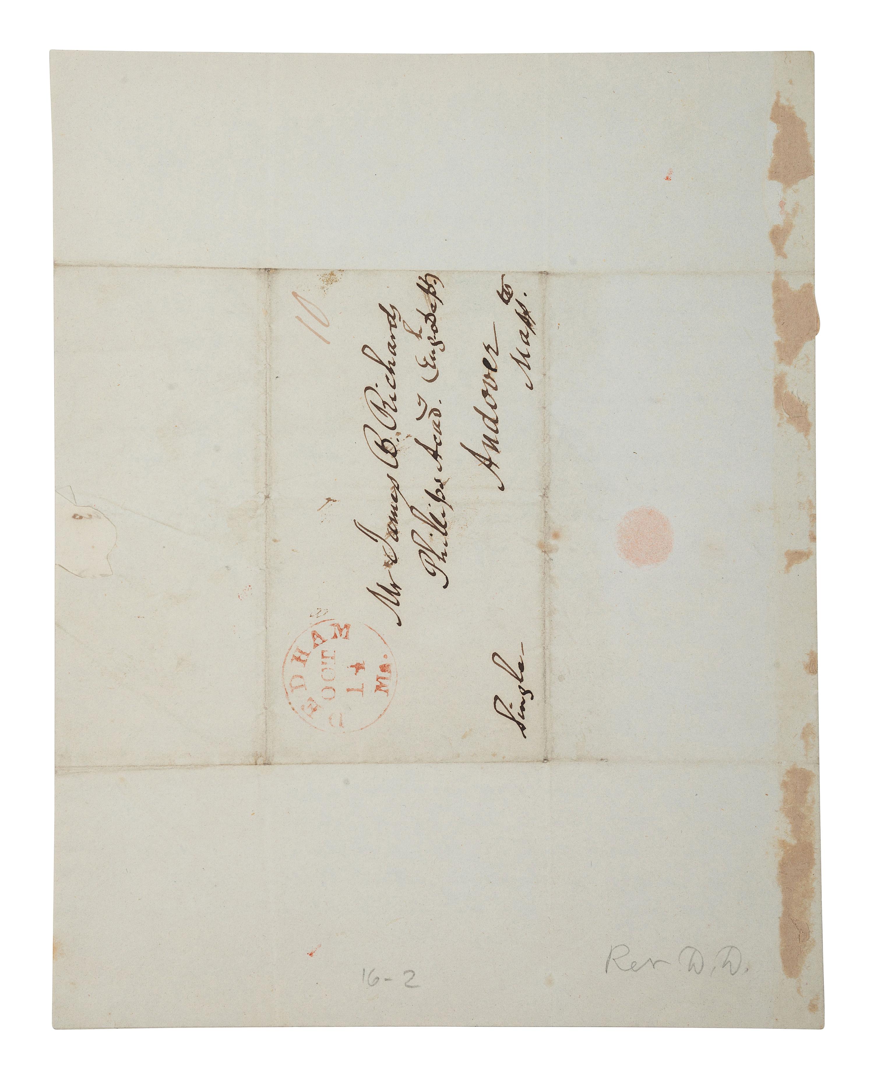 [AMERICAN COLONIZATION SOCIETY]. A group of 3 items related to American Colonization Society agents Ebenezer BURGESS and David CHRISTY. Ca 1830s.