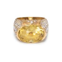 YELLOW SAPPHIRE AND DIAMOND RING