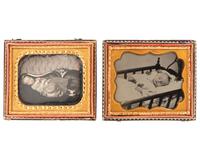 [EARLY PHOTOGRAPHY]. A pair of artistically composed postmortem portraits of young children.