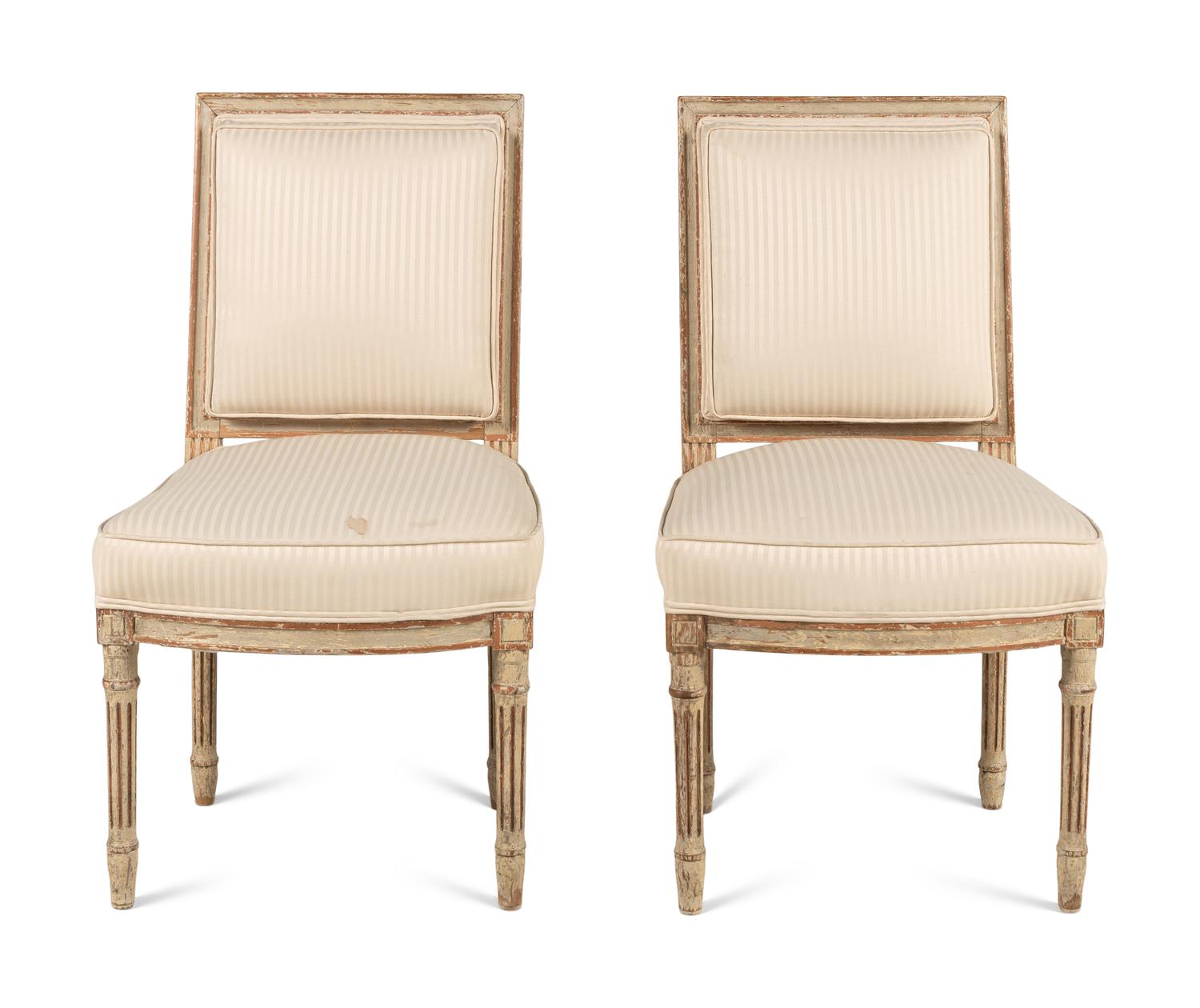 A Pair of Louis XVI Style Painted Side Chairs