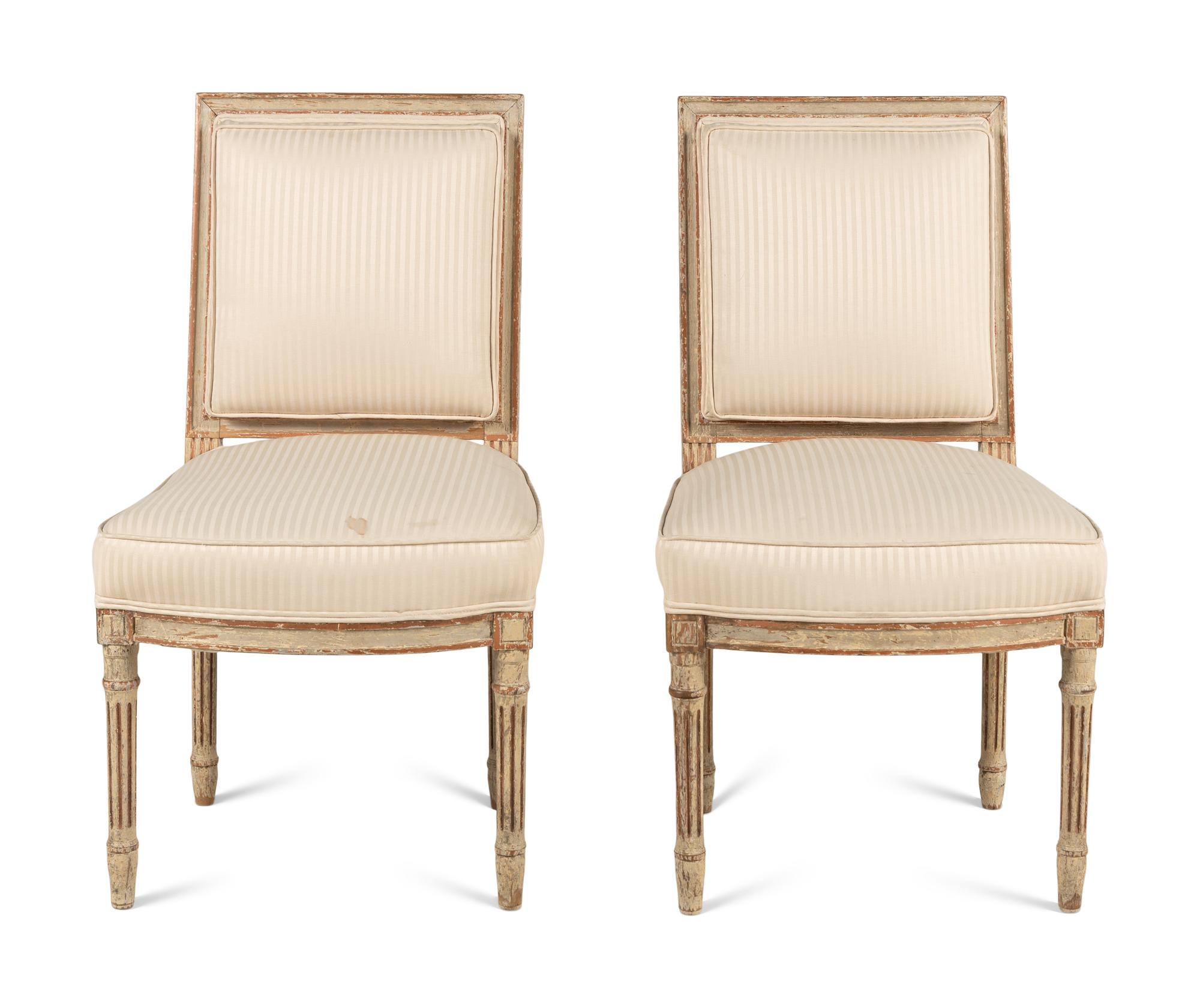 A Pair of Louis XVI Style Painted Side Chairs
