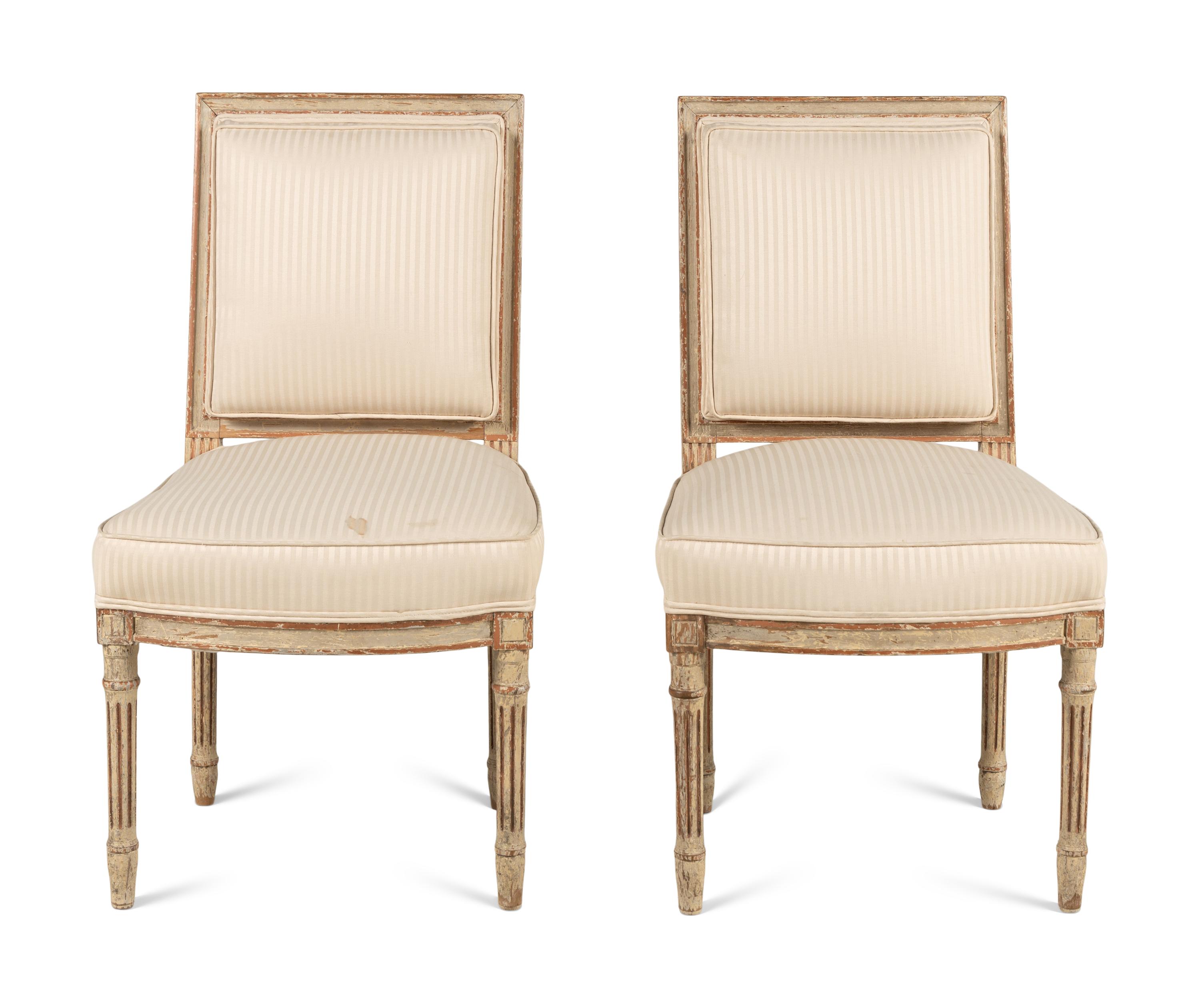 A Pair of Louis XVI Style Painted Side Chairs