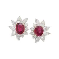 UNHEATED BURMESE RUBY AND DIAMOND EARRINGS