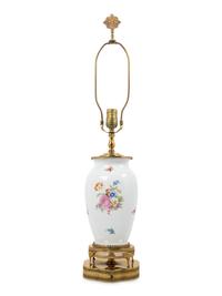 A Continental Porcelain Vase Mounted as a Lamp