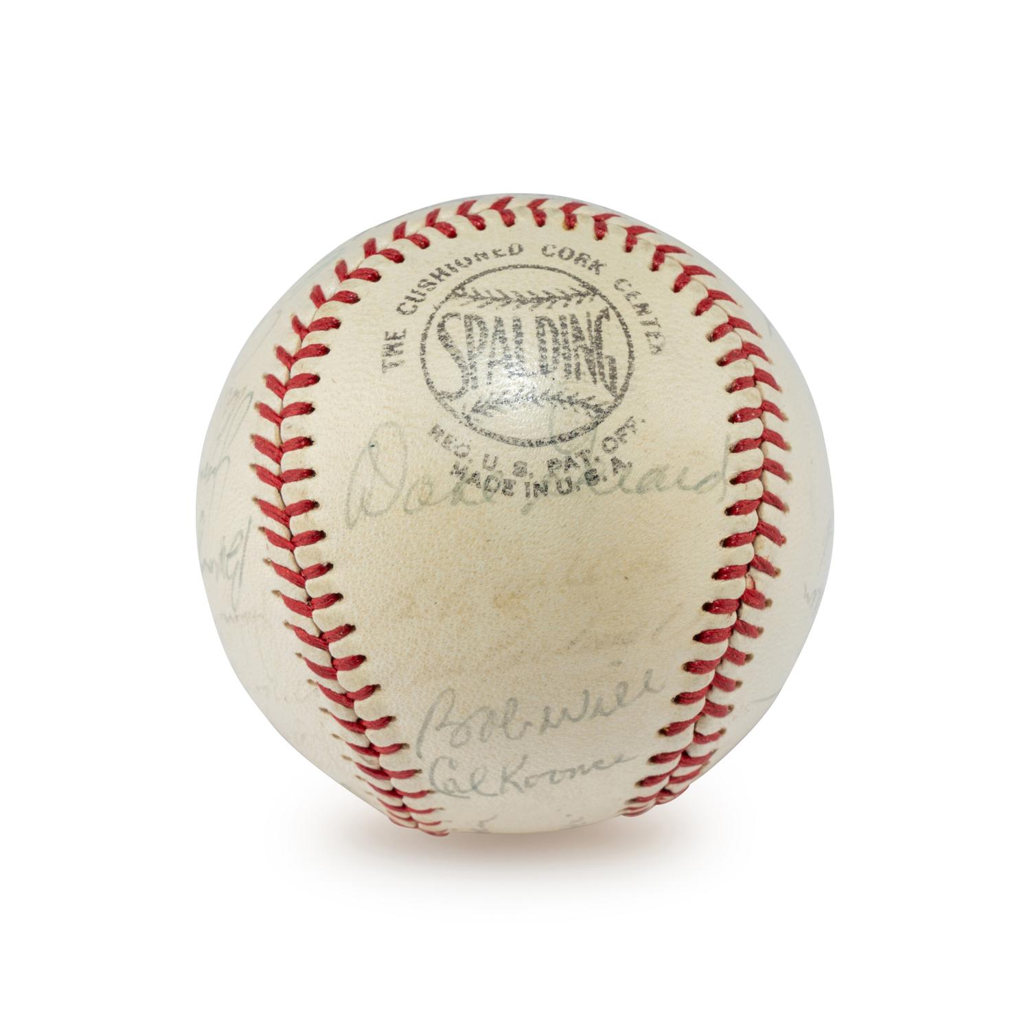 A 1962 Chicago Cubs Team Signed Autograph Baseball Including Rookie Era Lou Brock Signature (Beckett Authentication Services)