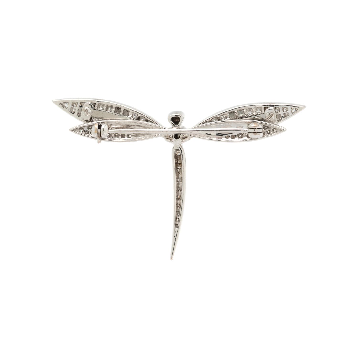 Diamond and White Gold 'En Tremblant' Dragonfly Brooch