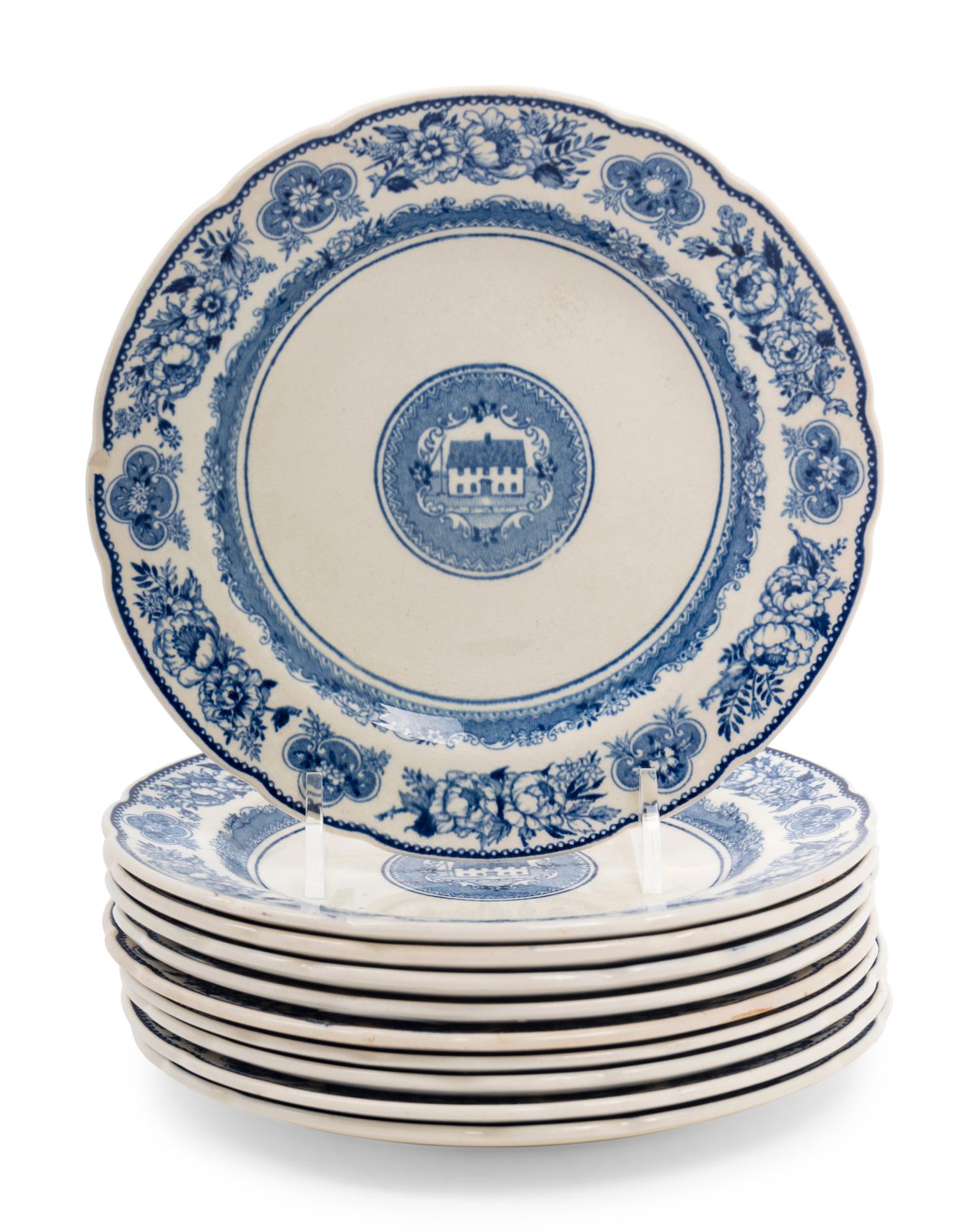 Ten Wedgwood Salad Plates of Yale University Interest