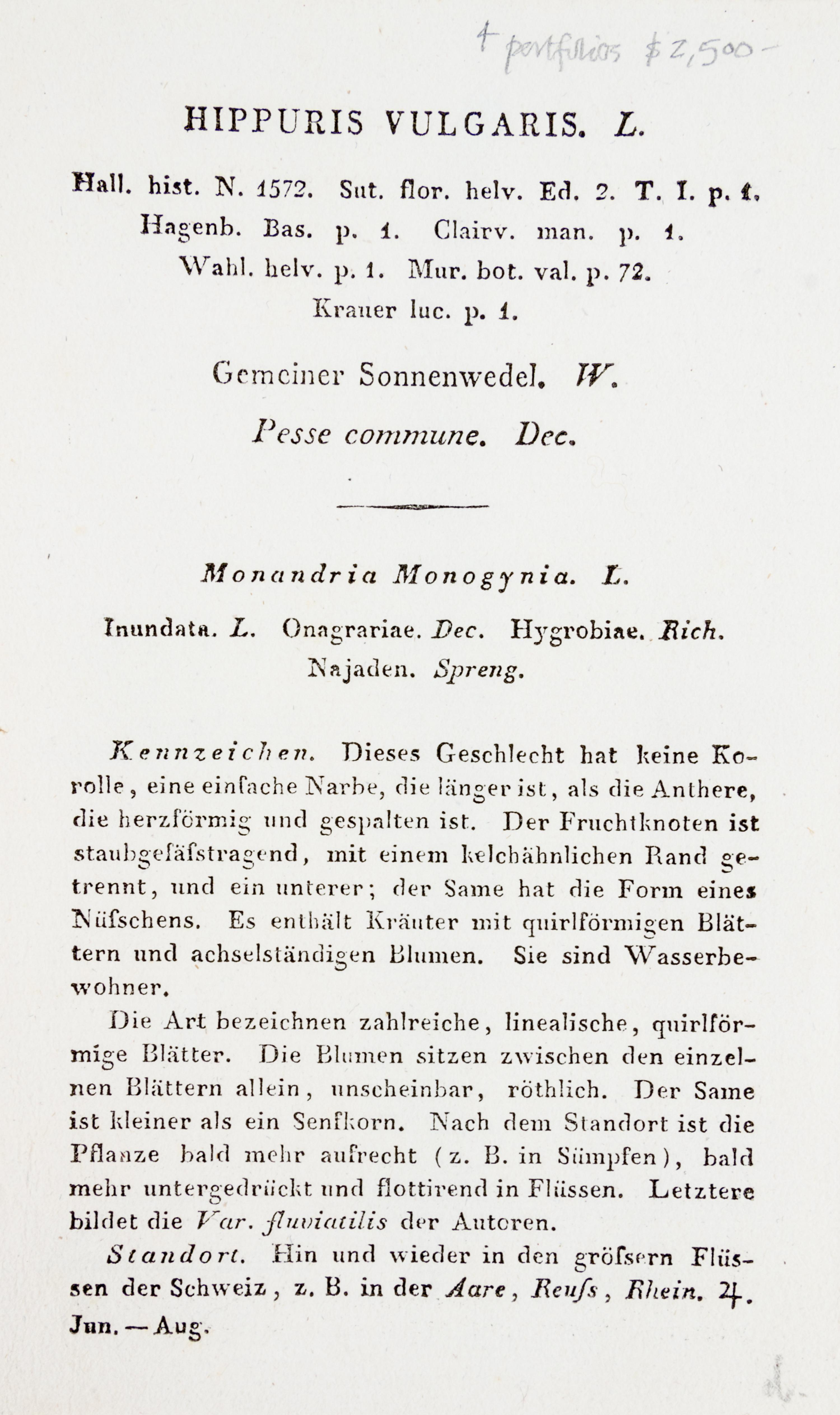 (SWISS FLORA) HEGETSCHWEILER, JOHANN. Sammlung von Schweizer-pflanzen. Basel, 1824-1846. 4 portfolios.