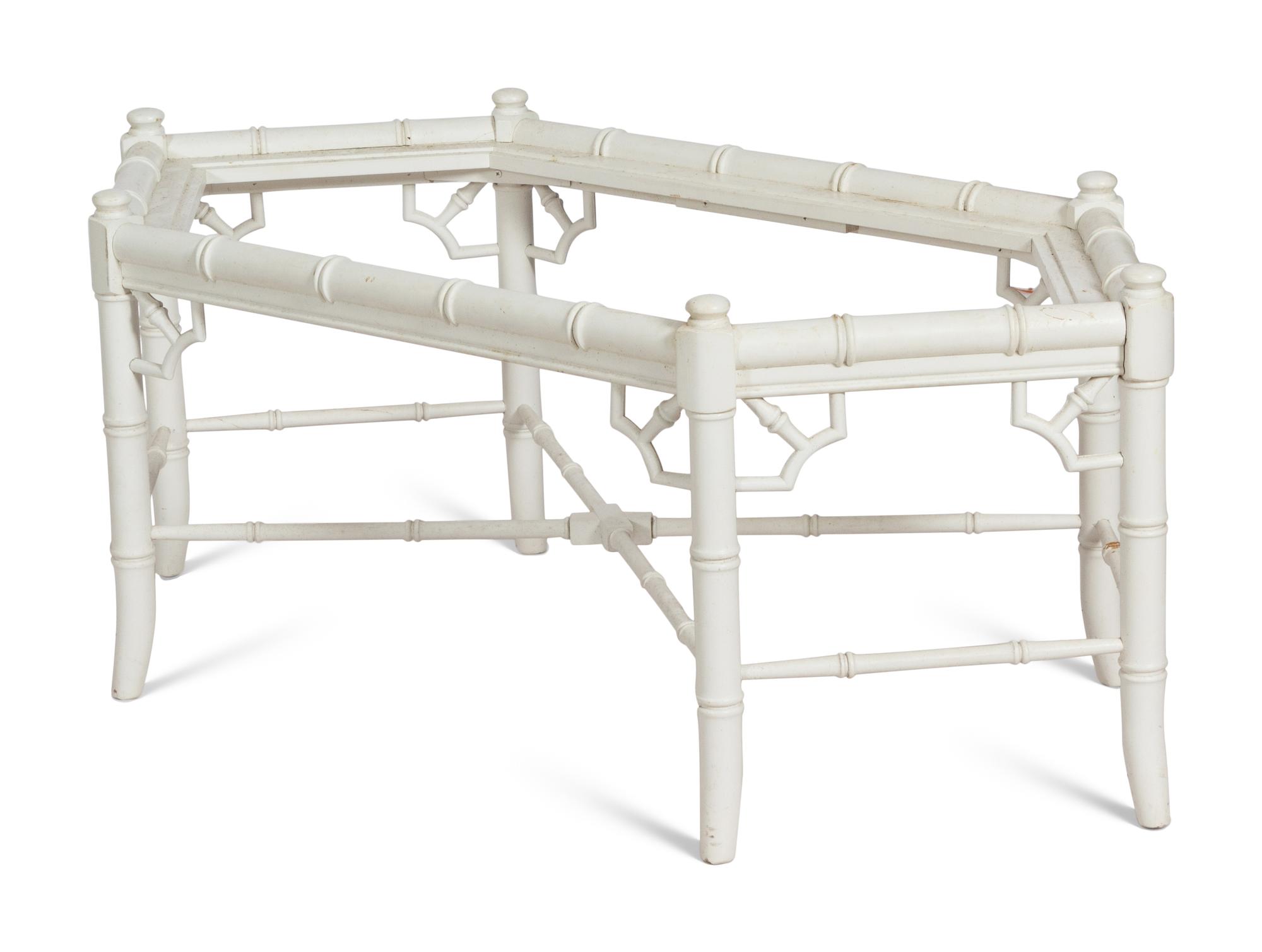A White-Painted Faux Bamboo Cocktail Table