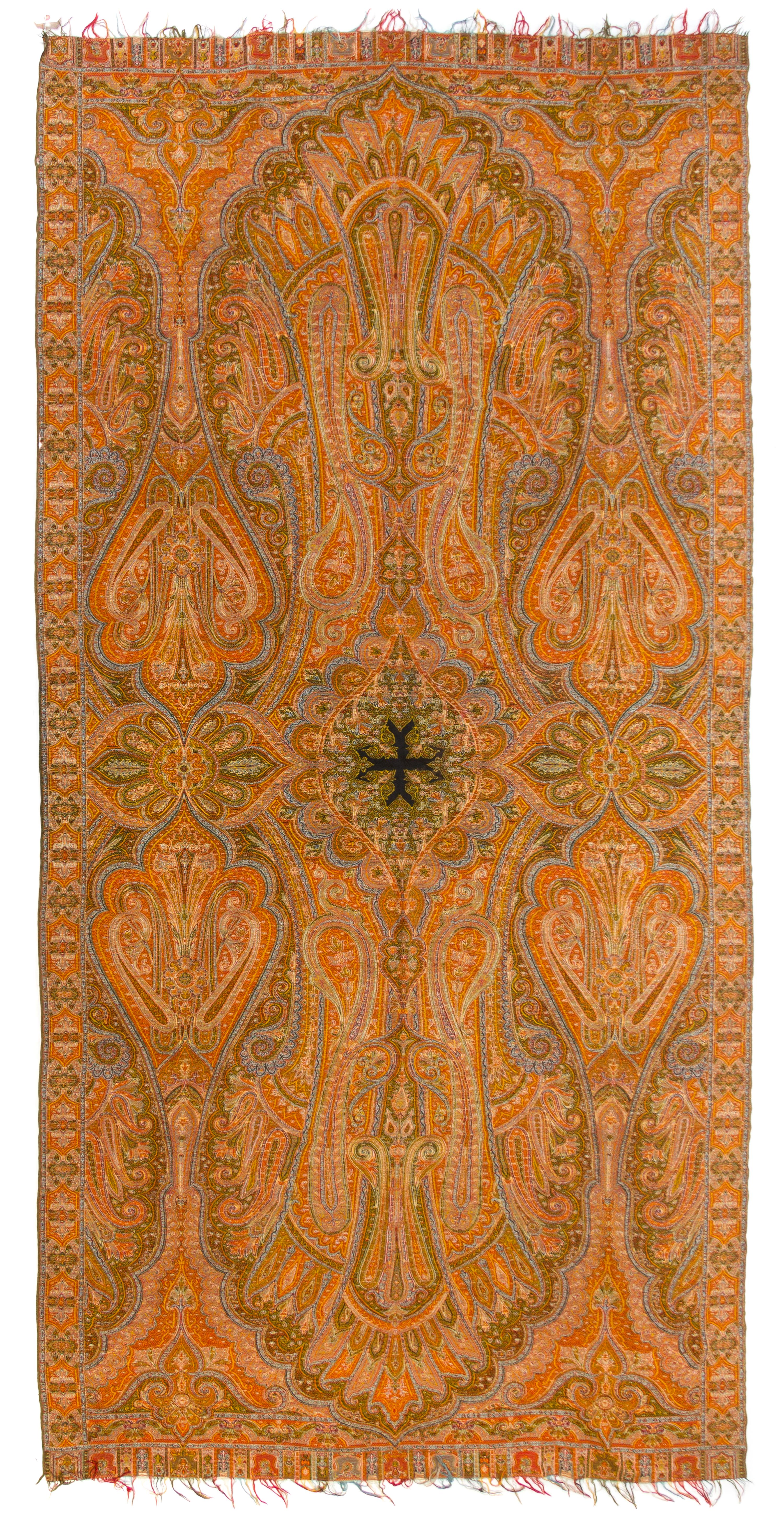 An English Wool Paisley Shawl 125 x 62 3/4 inches.