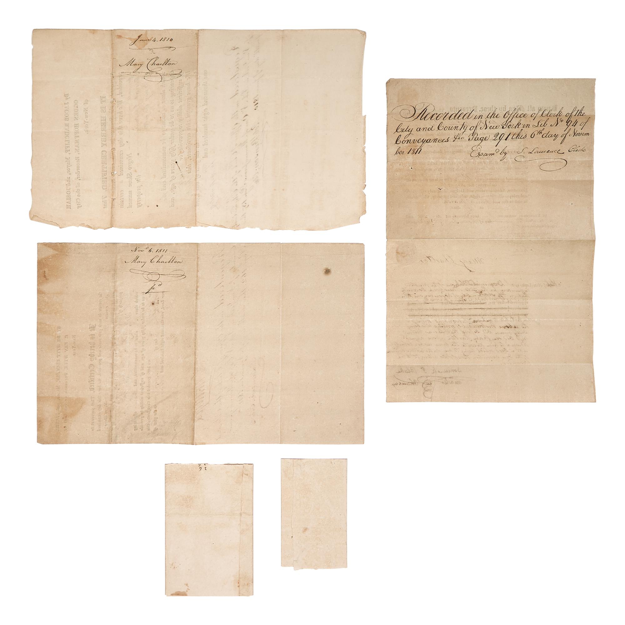 [African-Americana] [Abolition] Clinton, De Witt. Group of 3 Partially-Printed Manumission Documents