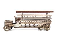 Two Pressed Steel and Tin Toy Fire Trucks