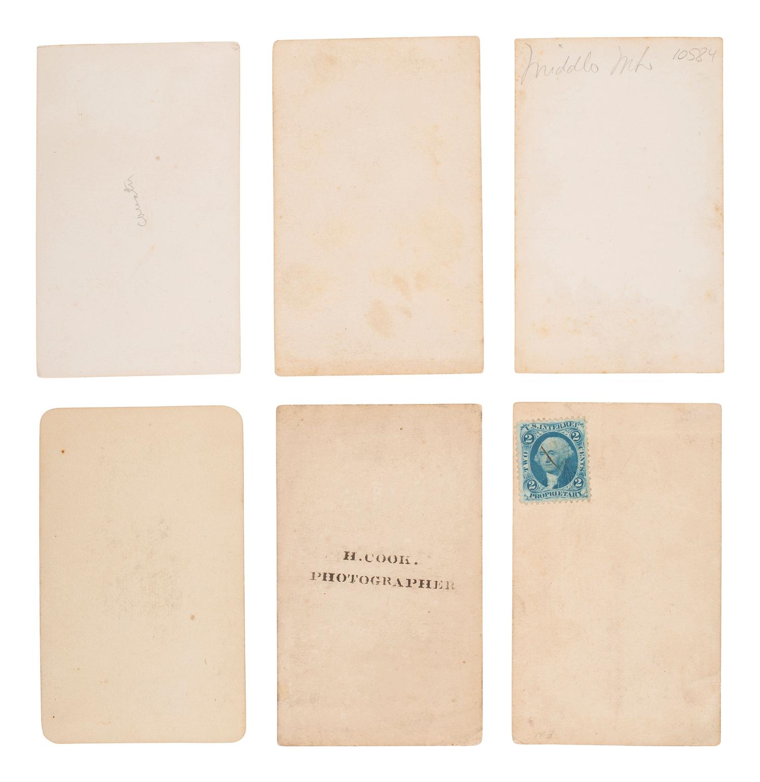 [EARLY PHOTOGRAPHY]. 12 CDVs of Civil War-era businesses and residences, incl. photography studio.
