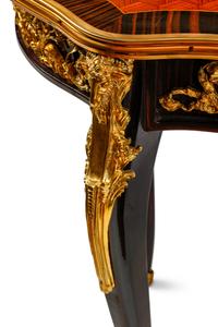 A Pair of Louis XV Style Parquetry and Gilt Bronze Mounted Tables