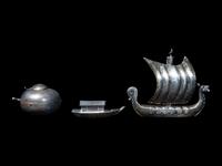 Three Chinese Export Silver and Silvered Metal Articles