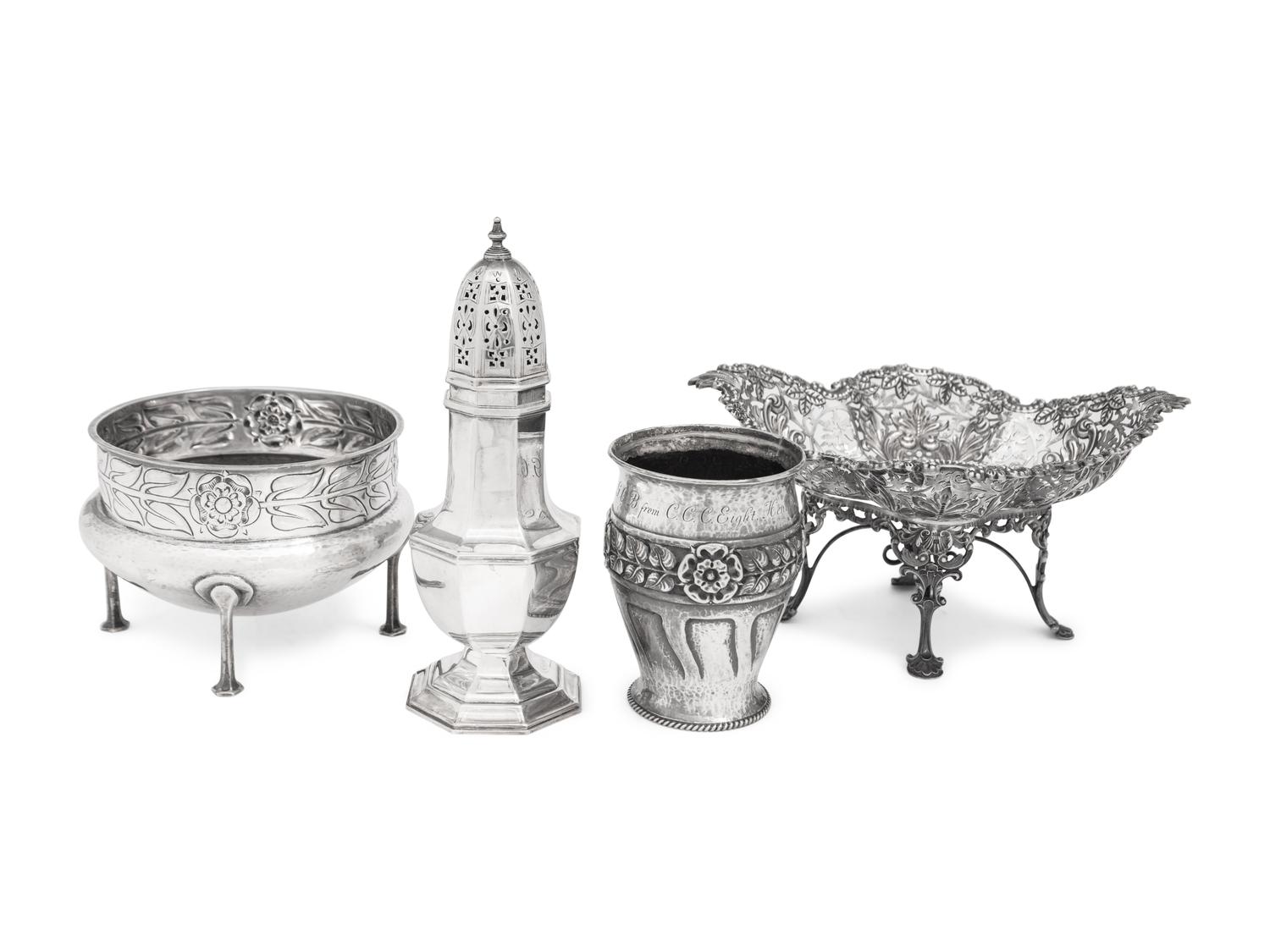 A Group of English Silver Table Articles