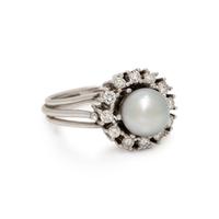 CULTURED PEARL AND DIAMOND RING