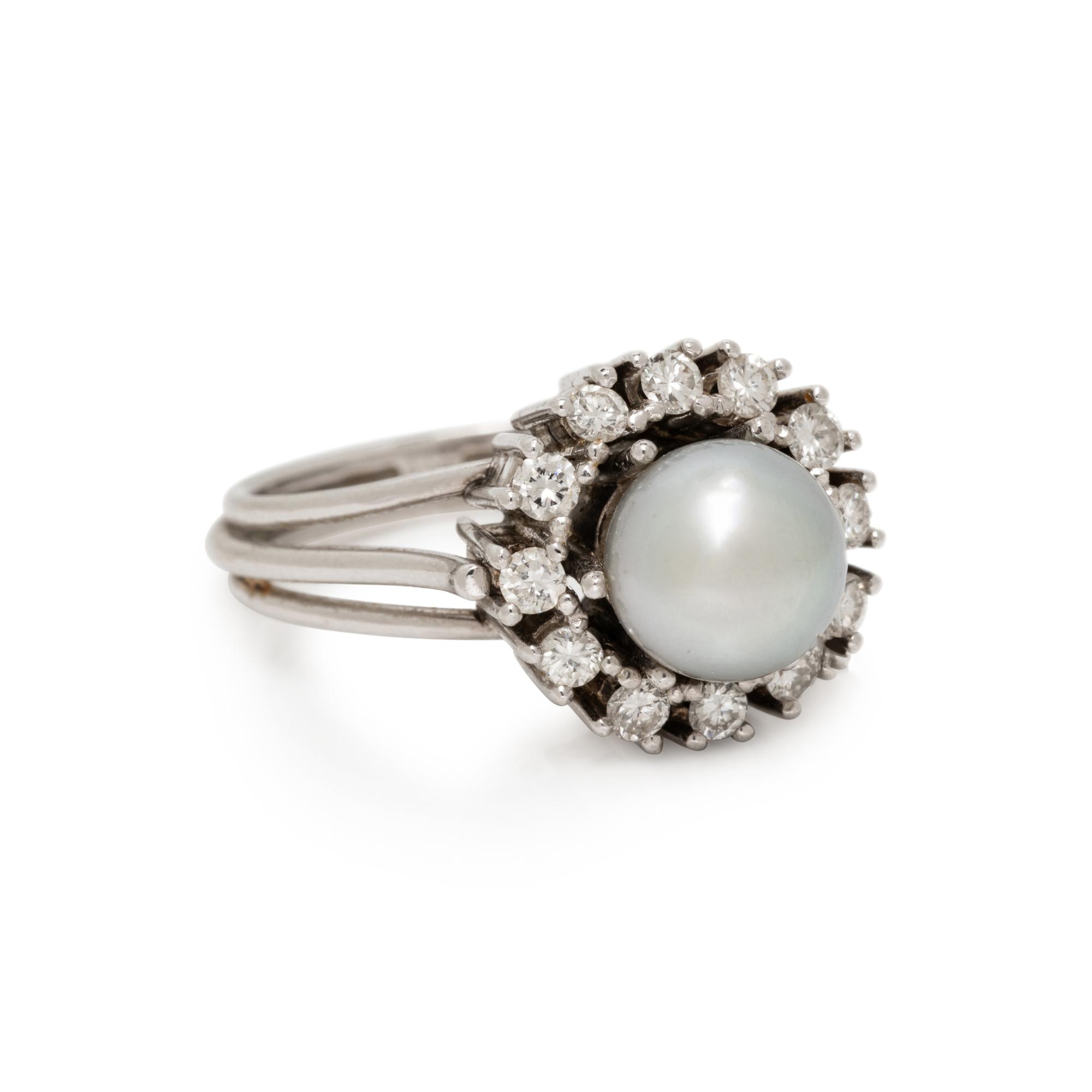 CULTURED PEARL AND DIAMOND RING