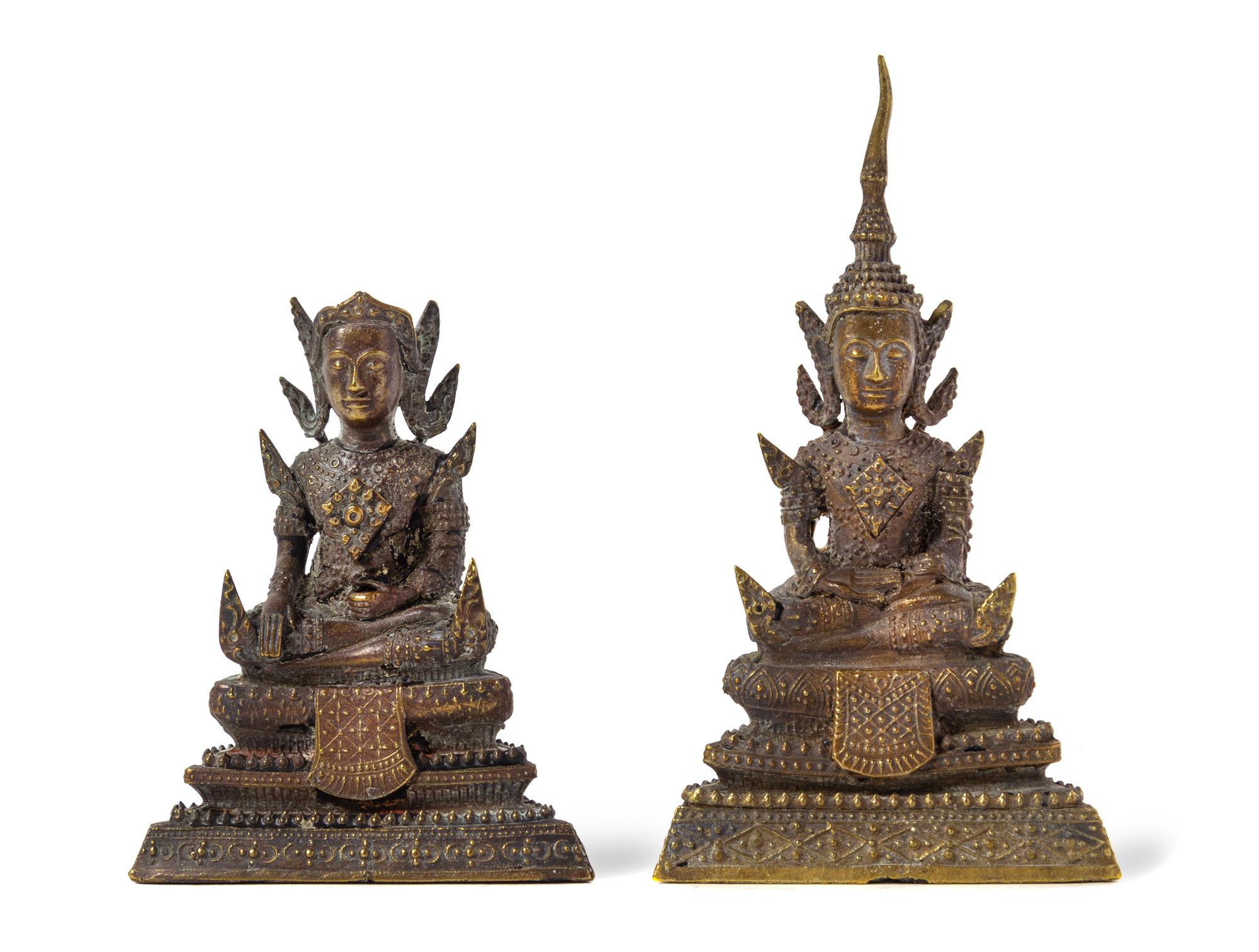 Two Thai Gilt Bronze Figures of Buddha
