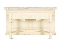 A Continental White Painted Mirrored Door Cabinet on Marble Top Base — Late 19th Century