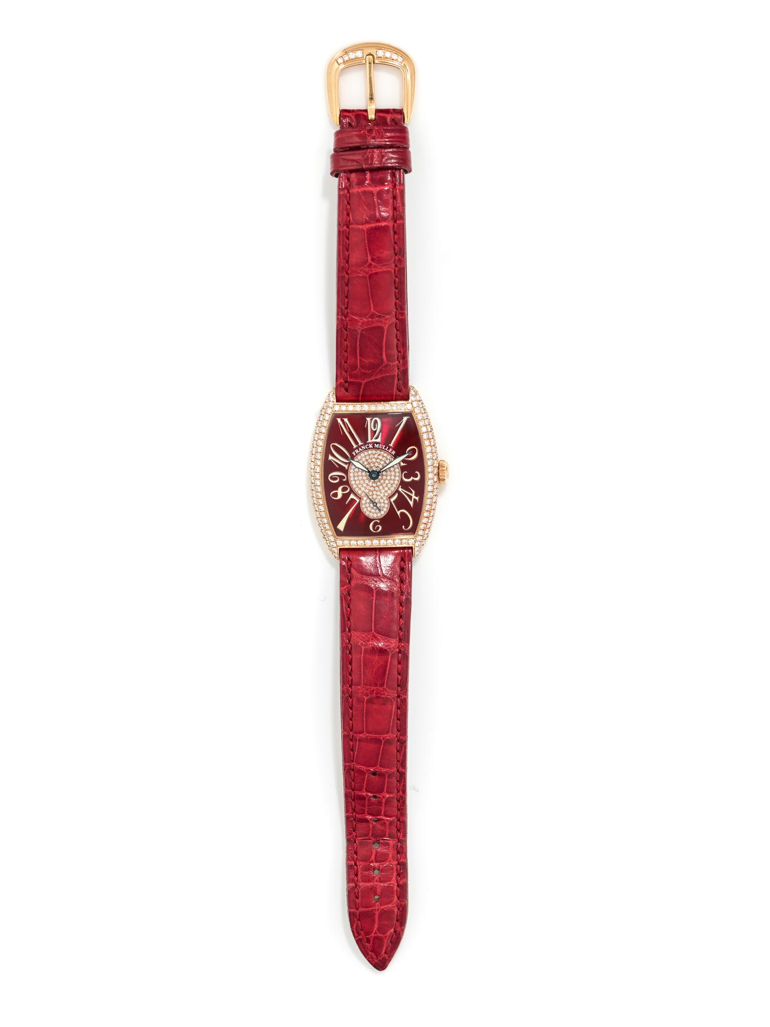 FRANCK MULLER, ROSE GOLD AND DIAMOND REF. 7501 S6 'CINTREE CURVEX' WRISTWATCH