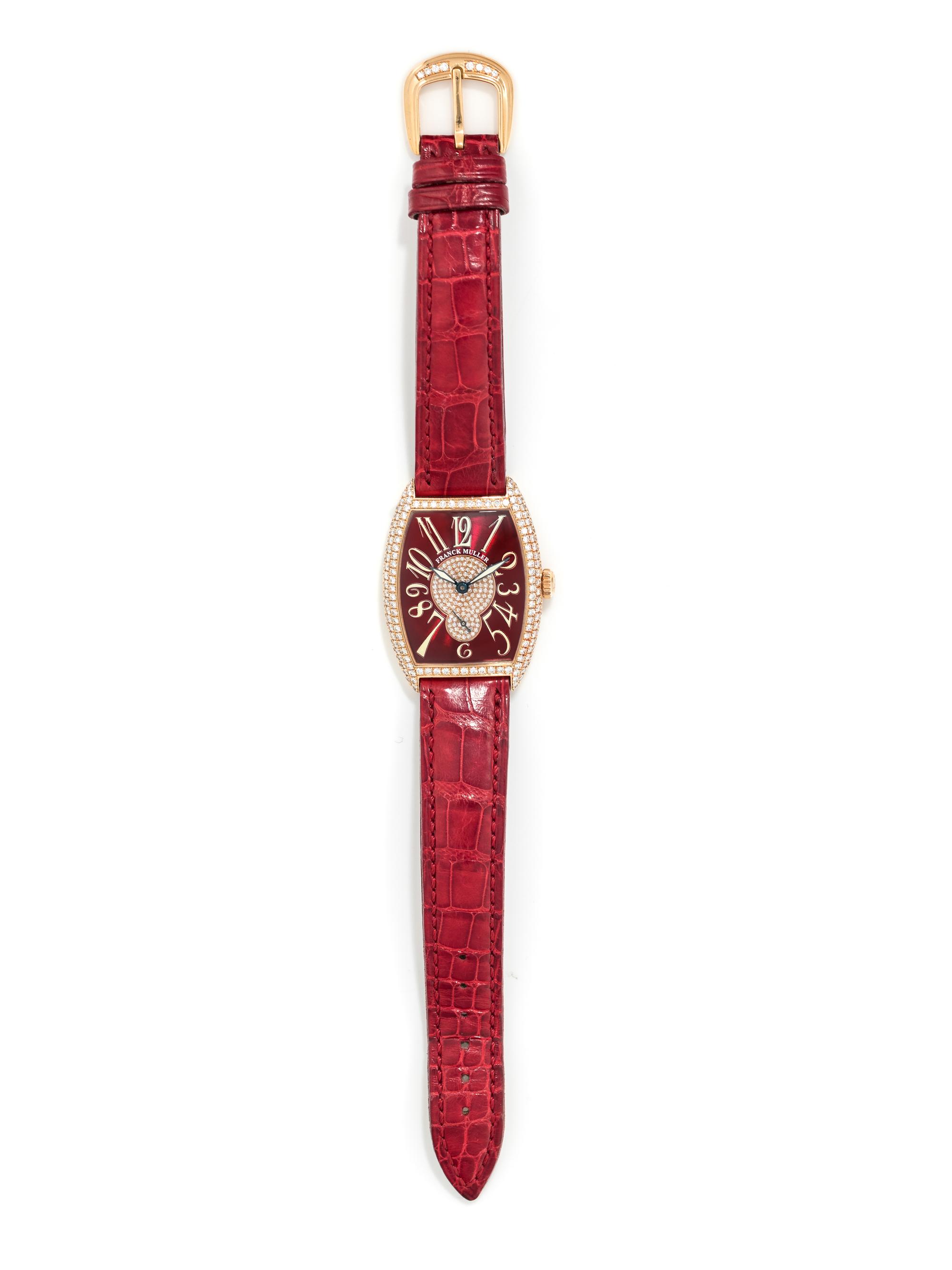 FRANCK MULLER, ROSE GOLD AND DIAMOND REF. 7501 S6 'CINTREE CURVEX' WRISTWATCH