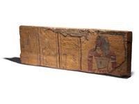 An Egyptian Painted Wood Sarcophagus Fragment with Imset
