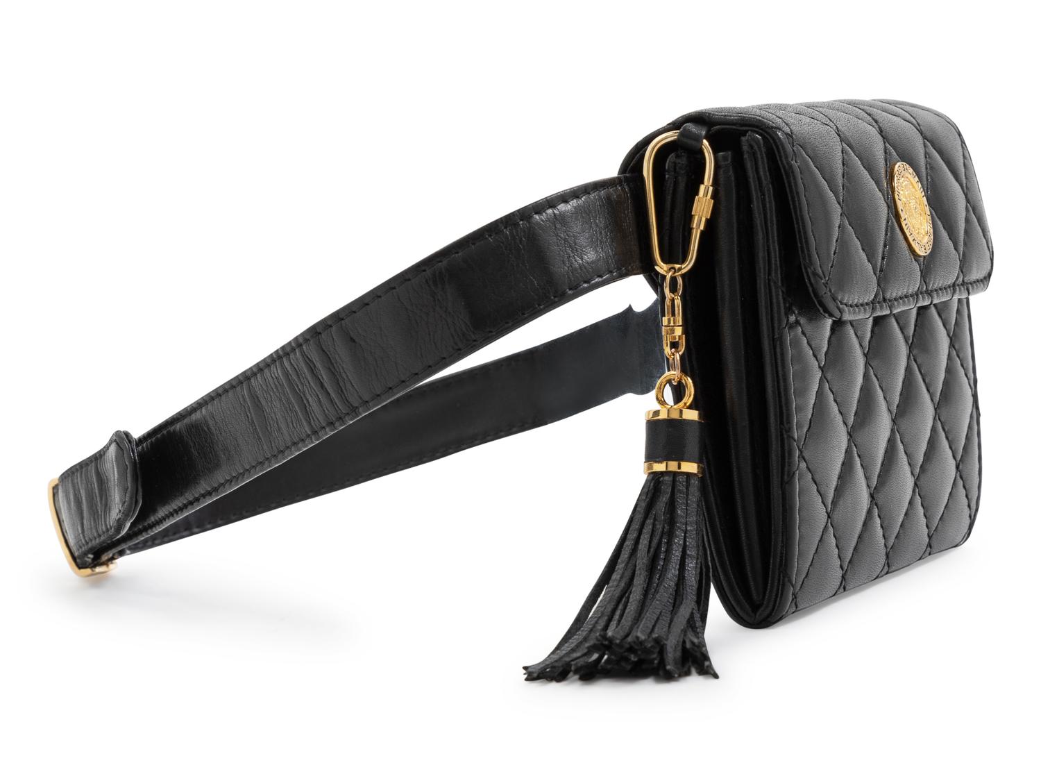Balmain Black Leather Belt Bag, 1980-90s