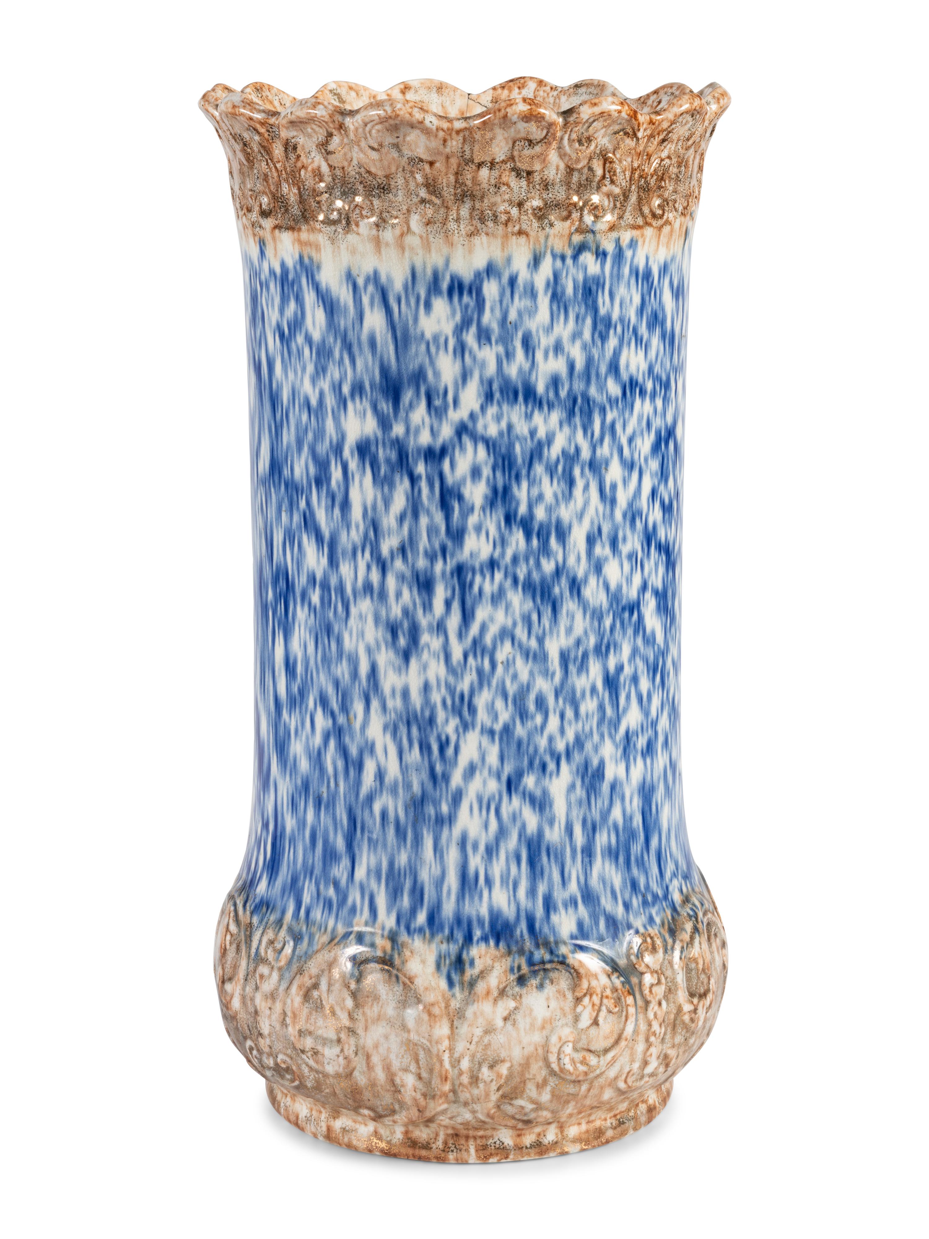 An Ironstone Spatter Glazed Umbrella and Cane Stand