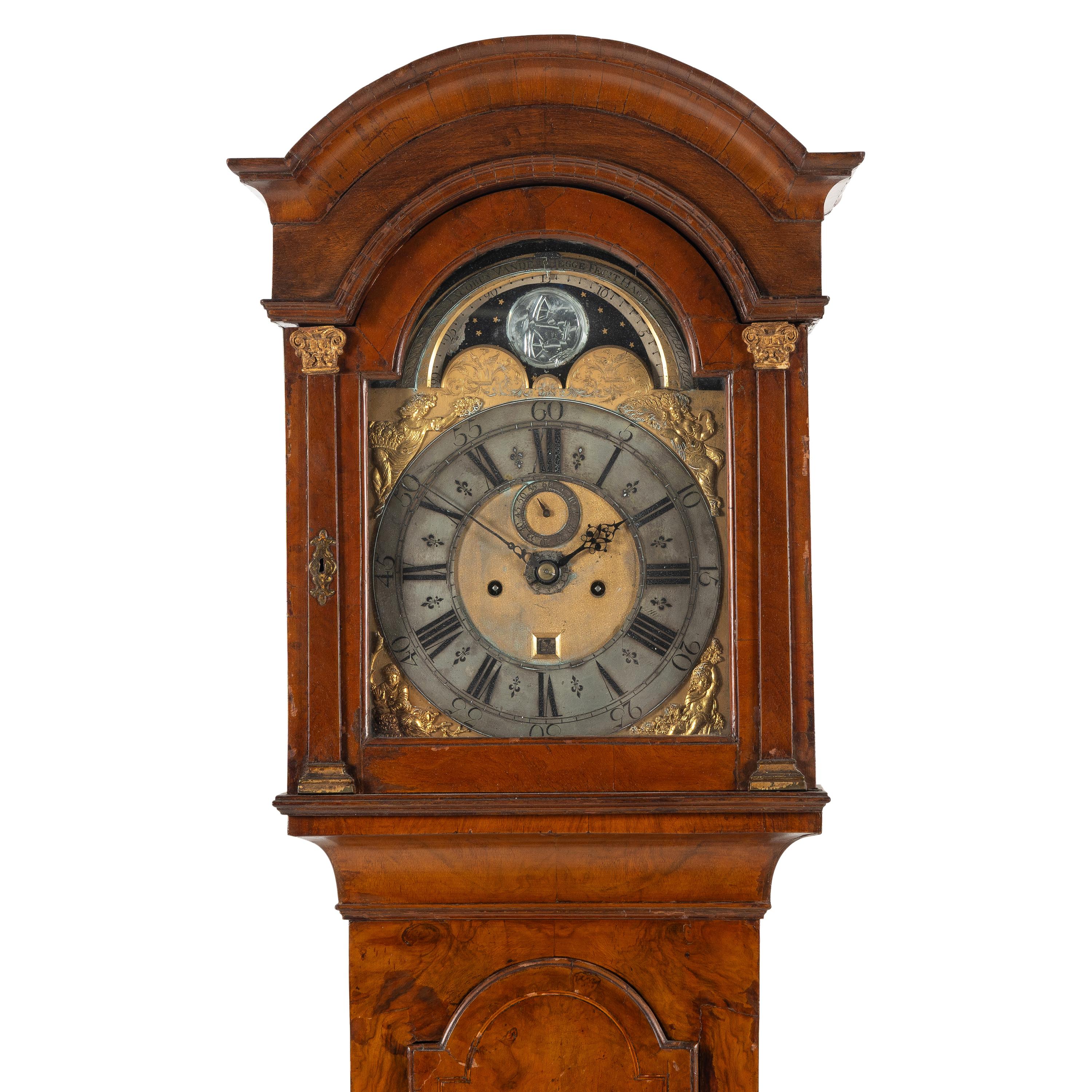 A Dutch Walnut Tall Case Clock