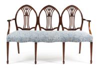 A George III Mahogany Triple-Back Settee Height 37 x width 57 x depth 21 1/2 inches. — LATE 18TH CENTURY