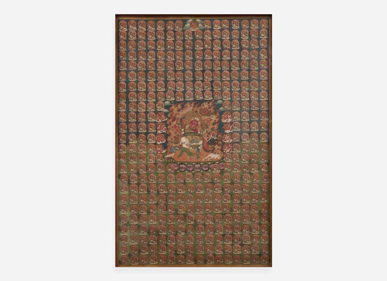 An unusual pair of Tibetan or Mongolian thankas depicting Begtse Chen, 19th century or later 藏傳或蒙古唐卡一對 十九世紀或更晚