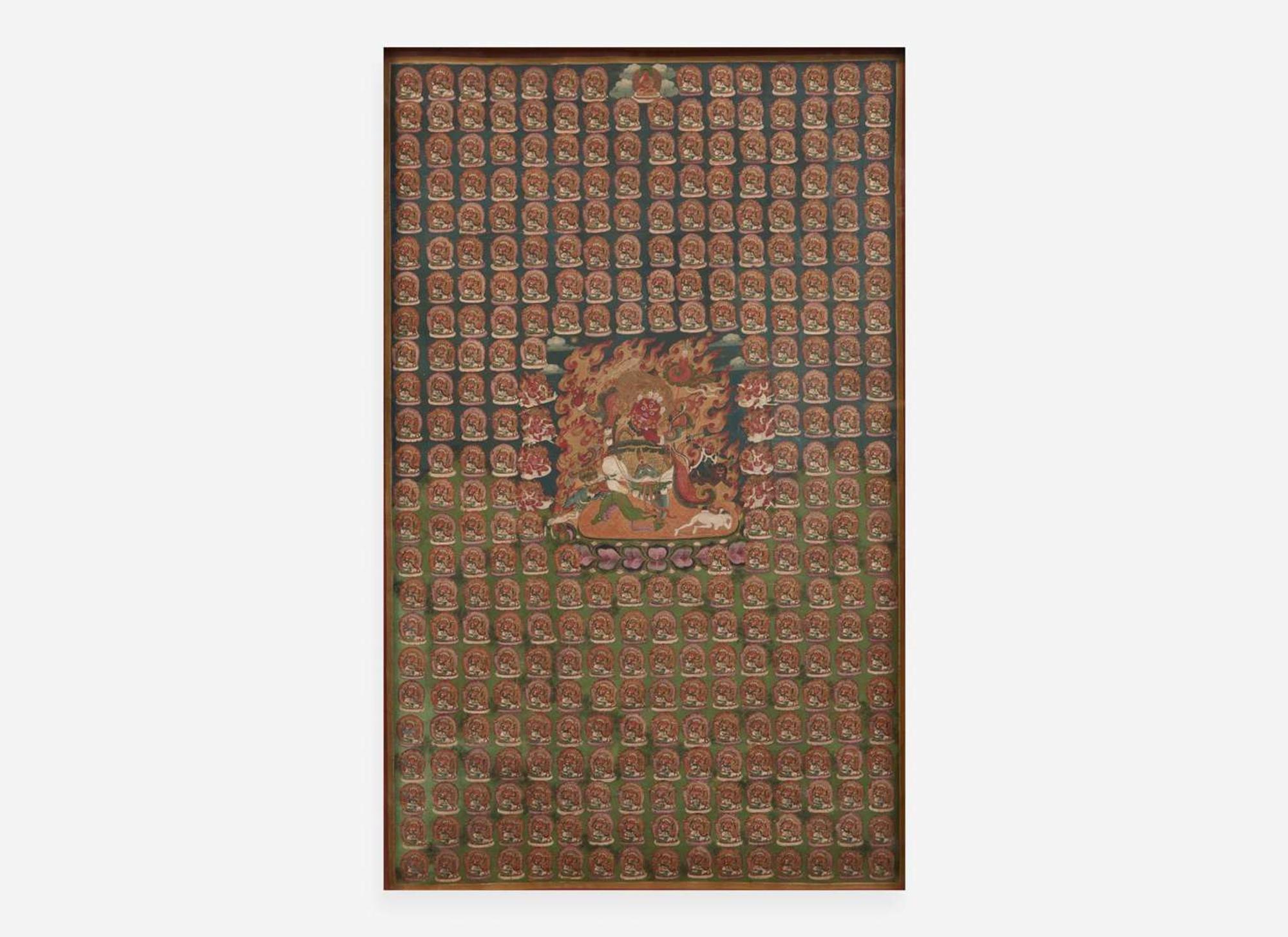 An unusual pair of Tibetan or Mongolian thankas depicting Begtse Chen, 19th century or later 藏傳或蒙古唐卡一對 十九世紀或更晚