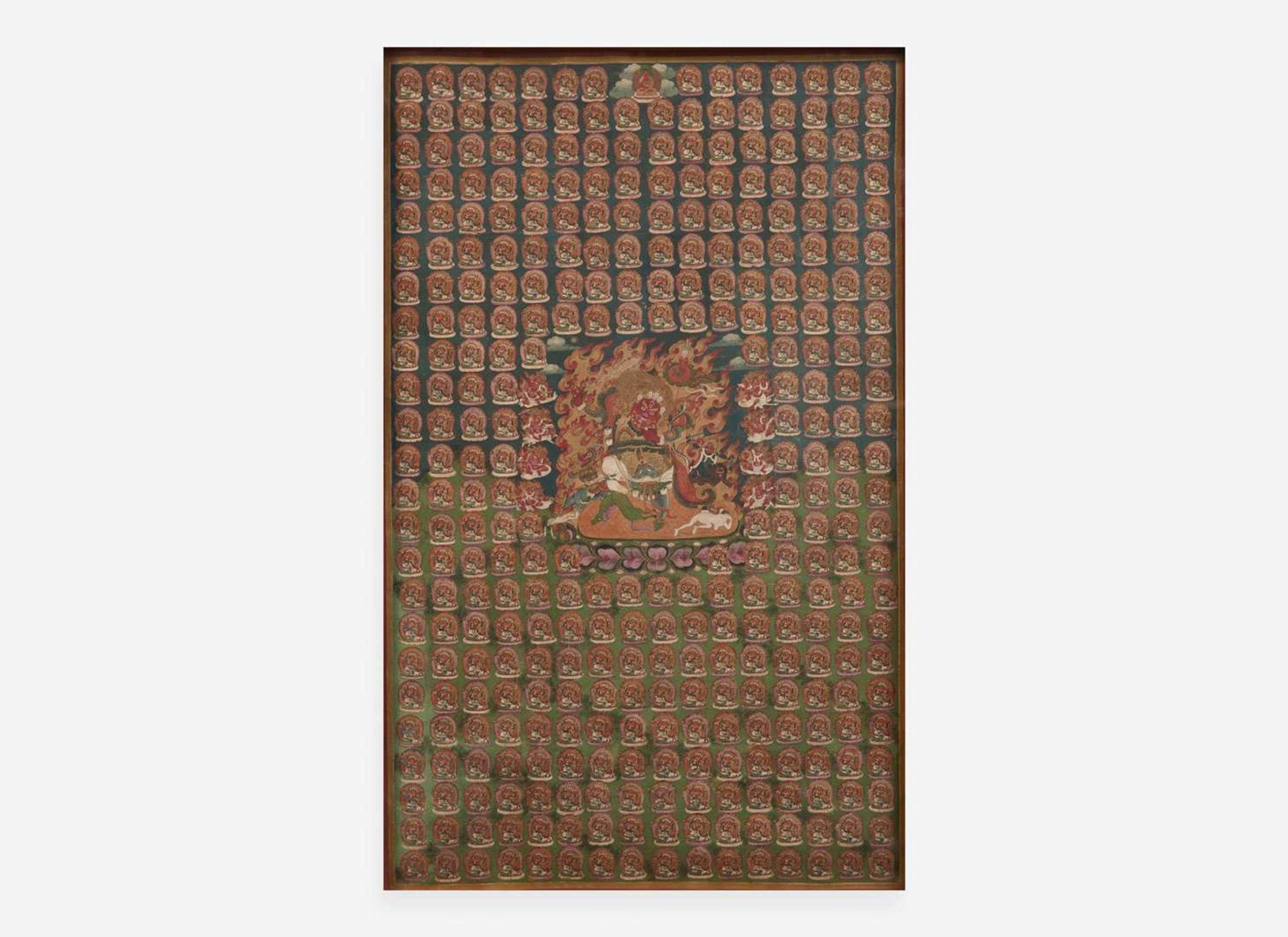 An unusual pair of Tibetan or Mongolian thankas depicting Begtse Chen, 19th century or later 藏傳或蒙古唐卡一對 十九世紀或更晚