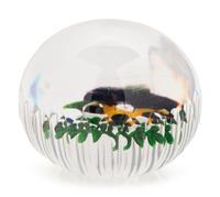 A Baccarat Pansy and Bud Faceted Glass Paperweight