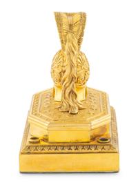 An Empire Gilt Bronze Inkwell with Helmet-Form Cover