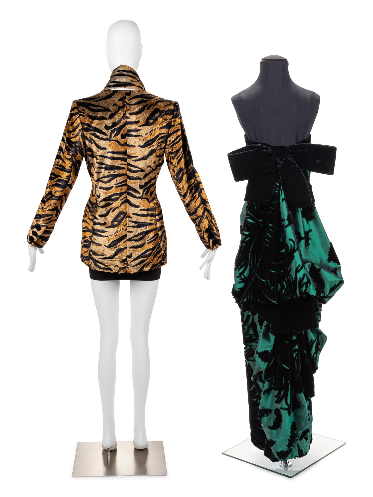 Two Designer Evening Items: One Yves Saint Laurent Ensemble, One Bill Blass Dress 1980-90s