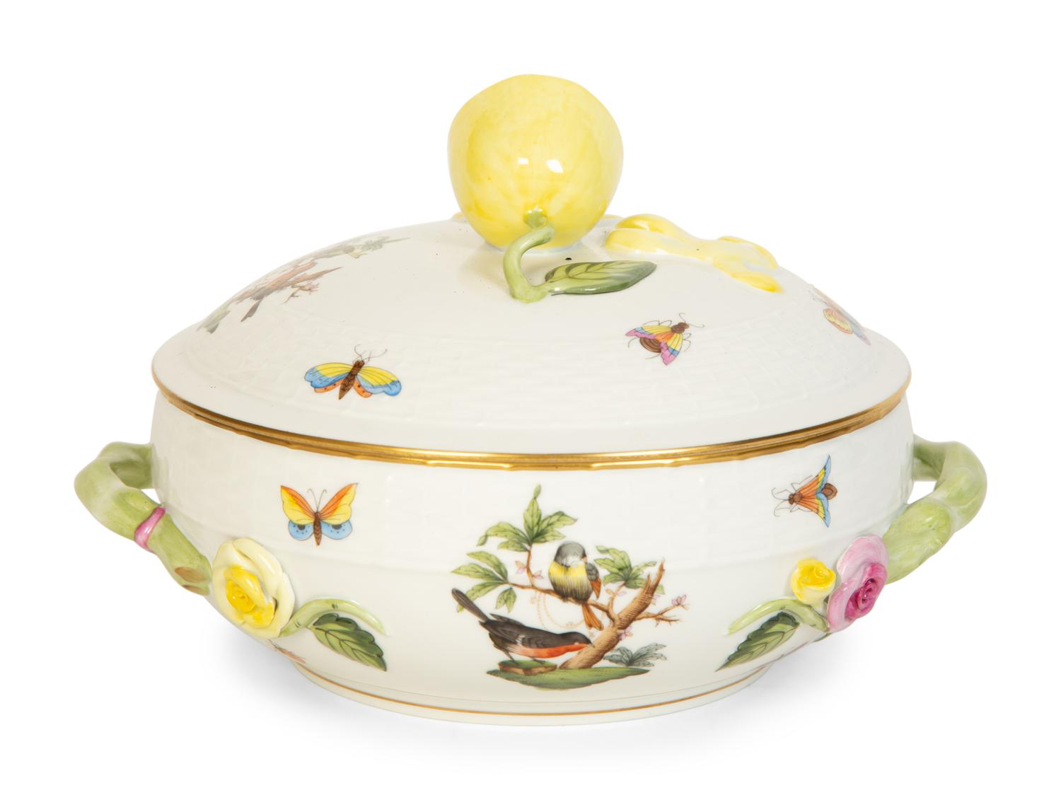 A Herend Porcelain Rothschild Bird Covered Tureen